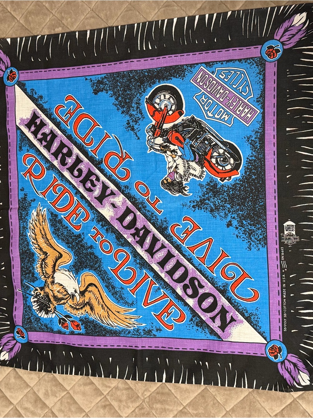 vintage 1990s Harley-Davidson graphic bandana scarf